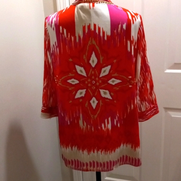 Chicos Sz 0,(4/6) Red/plum, Studded,Embellished, VNeck Tunic - Picture 5 of 10